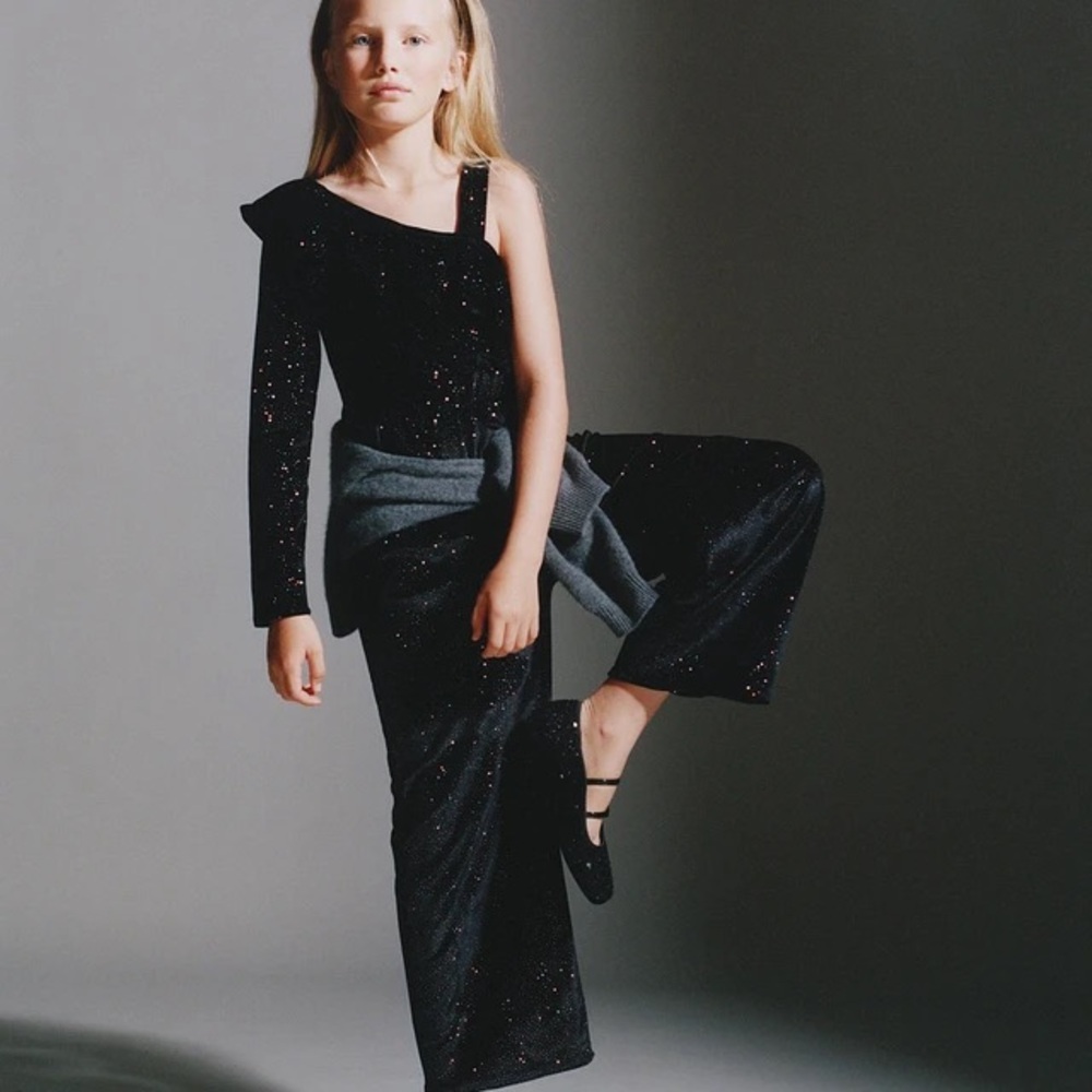 Black One-Shoulder Jumpsuit with Gray Accent